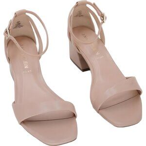 Anne Klein Mia Ankle Strap Block Heel Sandals Nude Smooth US 10M